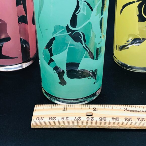 60s Gypsy Carnival Dancer Tom Collins Cocktail Glass Frosted Pastel Midcentury - Picture 11 of 12